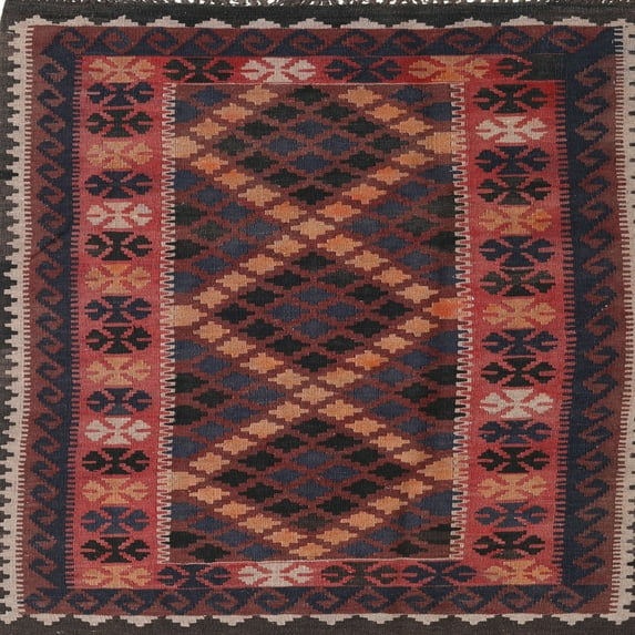 Ahgly Company Indoor Square Traditional Chestnut Brown Southwestern Area Rugs, 8' Square