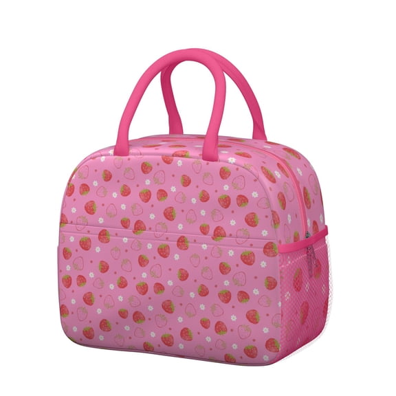 Lunch Bag Lunch Box for Women Reusable Insulated Lunch Bags,Water-Resistant Strawberry Pattern Cooler Lunch Tote Bag, Large Capacity for Work Travel Picnic
