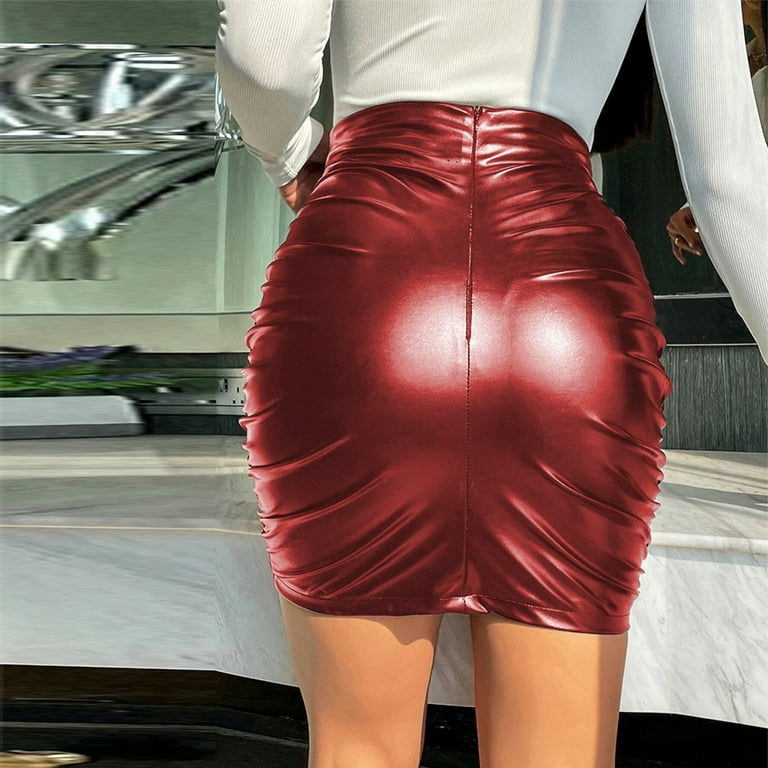 Womens leather look pencil cheap skirt