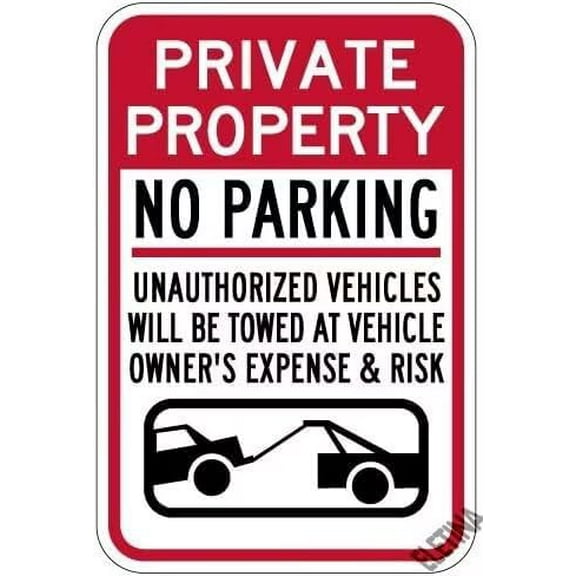 Private Property No Parking Sign 12"x 8" Metal Signs For Outdoor & Indoor