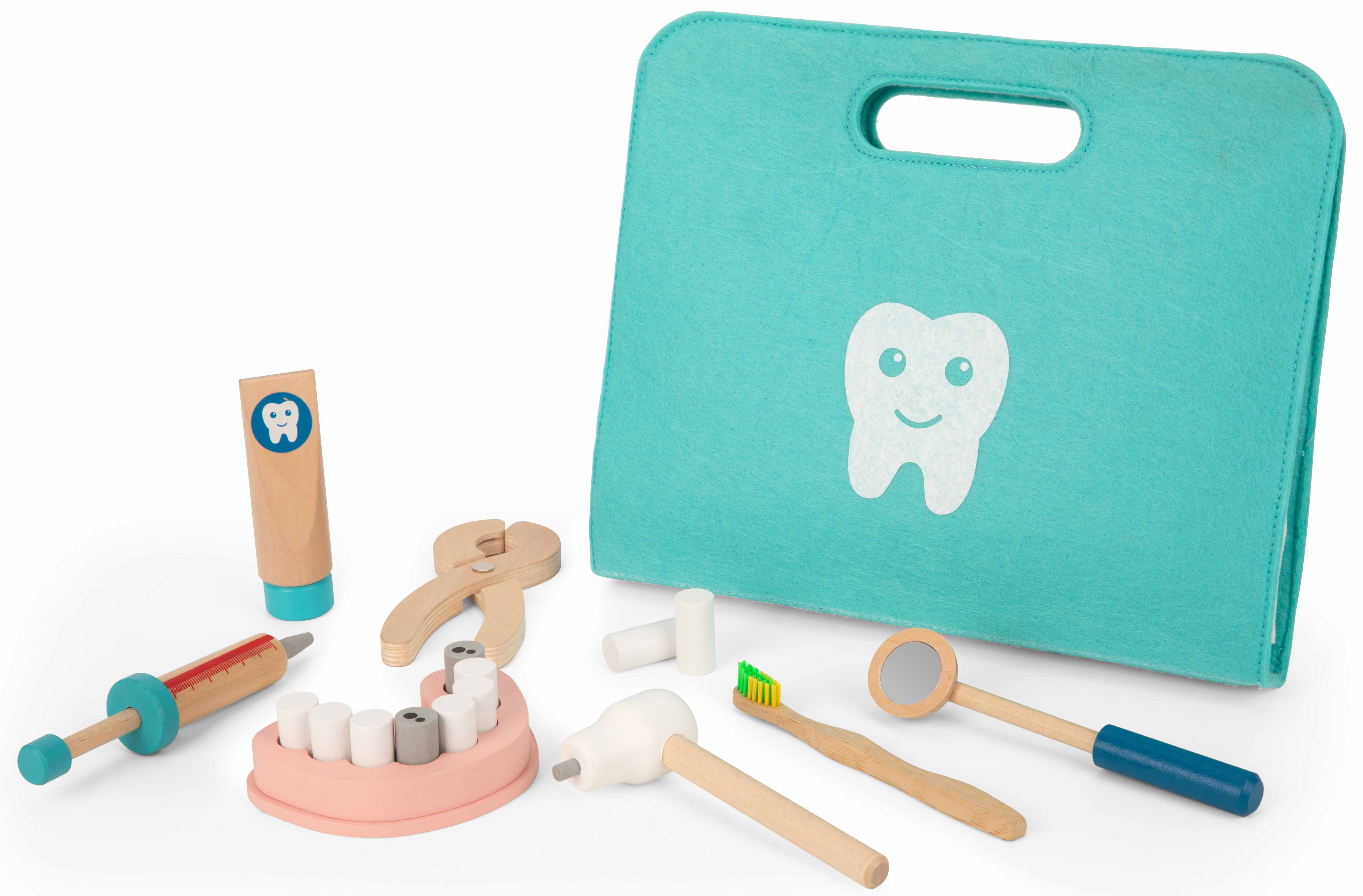 TOOKYLAND Wooden Dentist Play Set 19pcs Pretend Medical Tool Kit