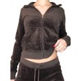 thumbnail image 3 of FOCUSNORM 2Pcs Women Juniors Casual Tracksuit, Solid Color/Gradual Color Hooded Crop Tops + Pants, 3 of 7