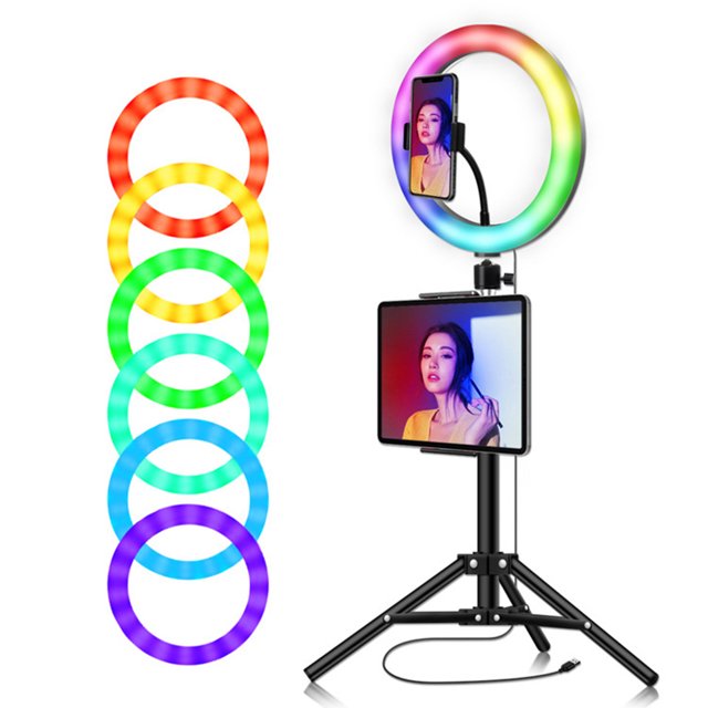 Amdohai RGB LED Light 10 Inches Ring Light Ringlight Lighting Kit Adjustable Colors Color