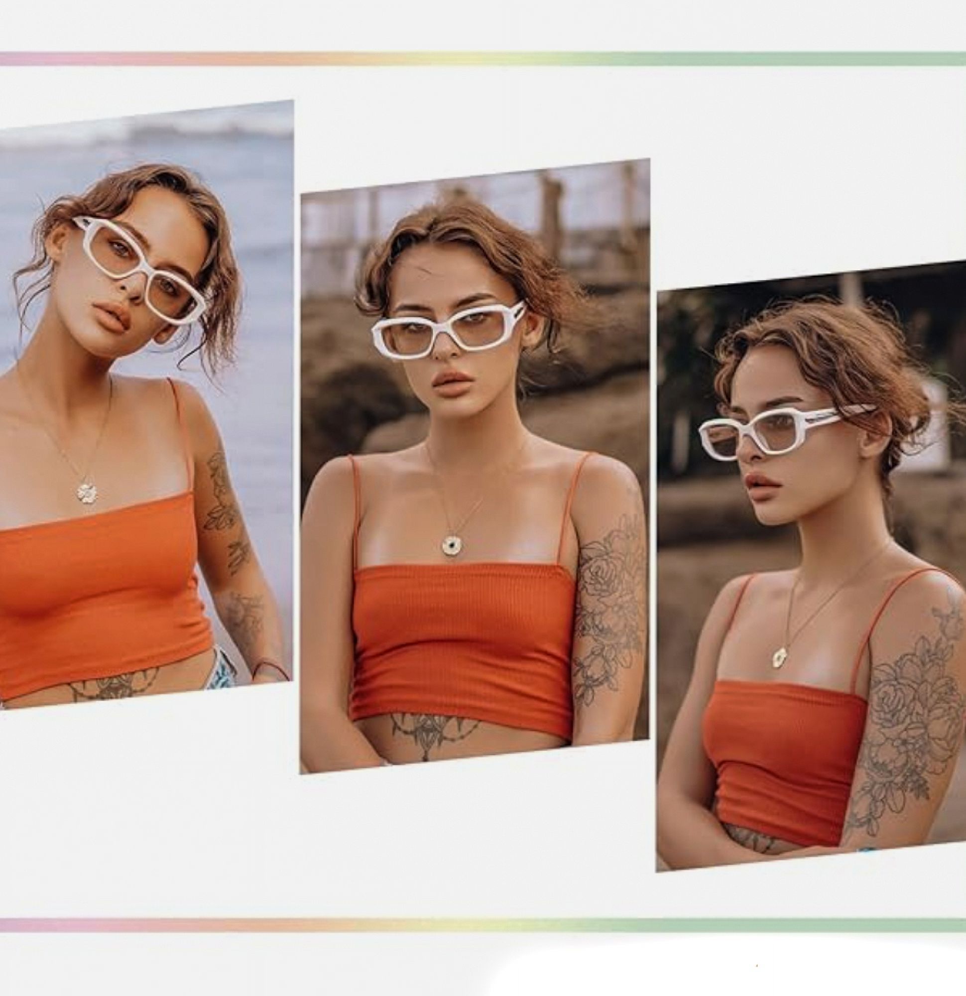 Beige Thick Square Frame Retro Trendy Rectangle Women Men UV 