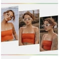 thumbnail image 2 of Beige Thick Square Frame Retro Trendy Rectangle Women Men UV 400 Protection Sunglasses, 2 of 6