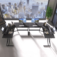 thumbnail image 2 of Vineego L-Shaped Computer Desk Modern Corner Desk Home Office Writing Sturdy Workstation with Movable Table, Black, 2 of 8
