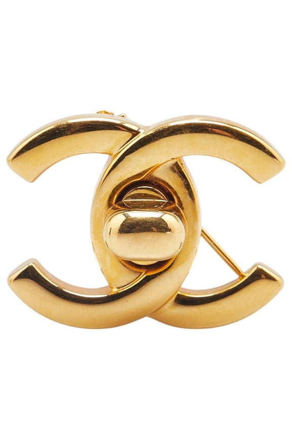 Pre-Owned Vintage Chanel Coco Mark Turnlock Brooch, Gold Plated, Women's (Good)