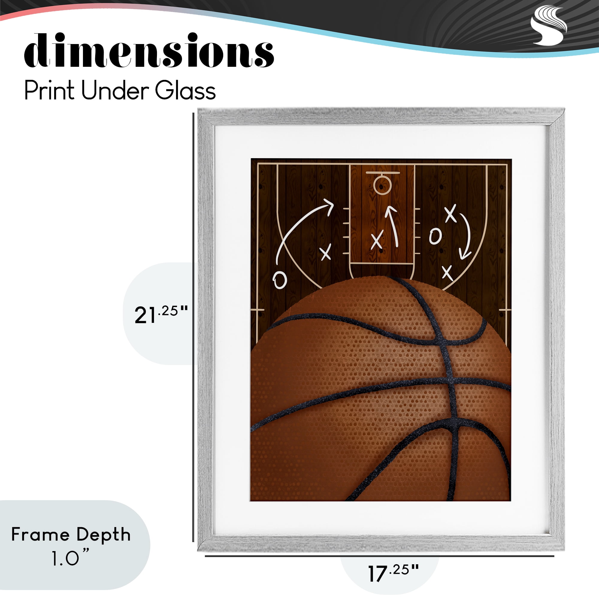 Stupell Industries Basketball Court Tactics Gray Framed Print Under Glass, design by Jennifer Stith