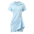 thumbnail image 5 of XIAOCHA Women's Solid Dress Fitted Polo Collar Short Sleeve Half Zip Asymmetrical Hem Skort Dress Breathable Sporty Golf Dresses, 5 of 9