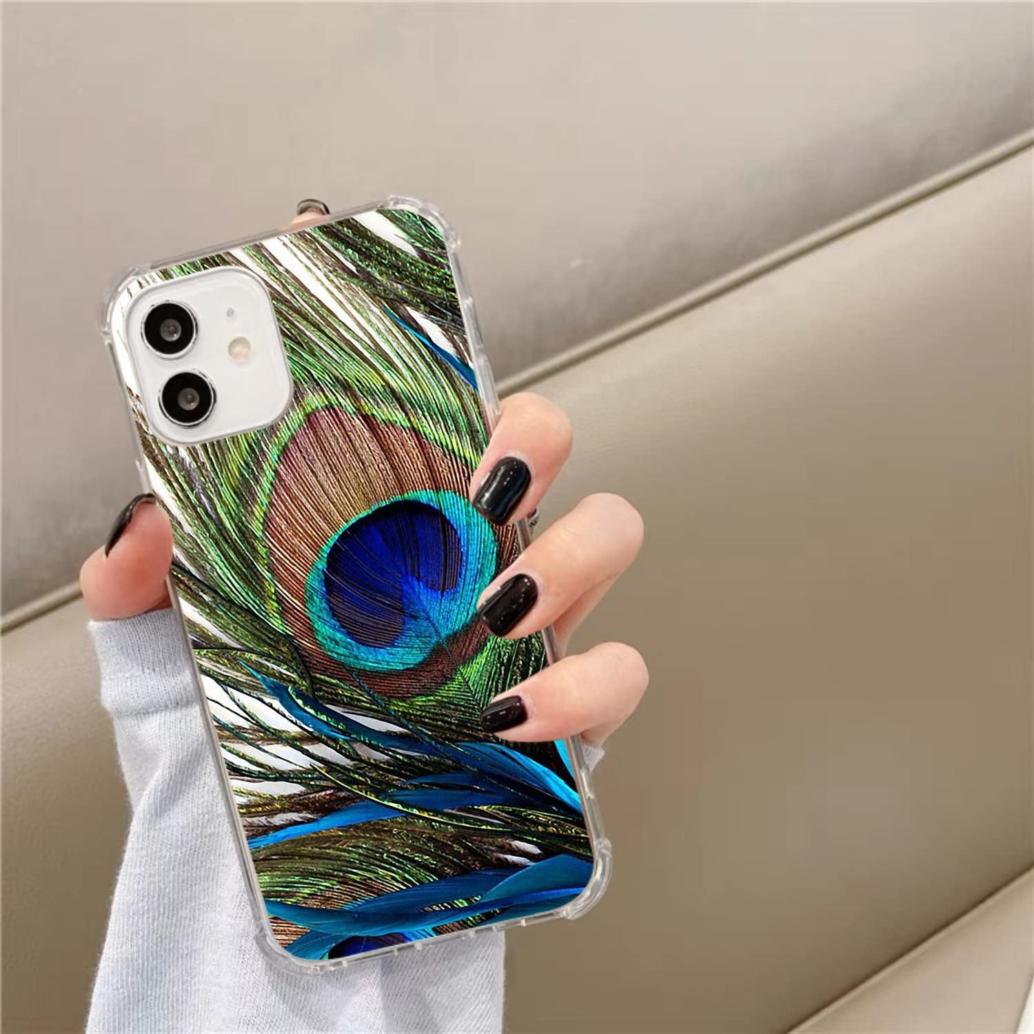 Peacock Feather Case Compatible with iPhone 12,Unique Art