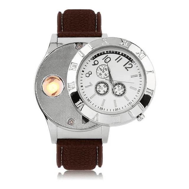 Reloj Encendedor Electronico Recargable Usb Con Sensor Cafe Malubero Materiales de la caja: Cristal Resina