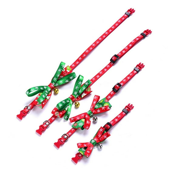 harmtty Cat Dog Christmas Snowflake Detachable Adjustable Pet Bell Collar Neck Strap,Green