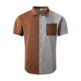 thumbnail image 6 of IhhxPro Men's Short Sleeve Button down Shirt Color Block Button-Up with Pockets Waffle Knit Casual Lightweight Slim Fit Summer Top S-3XL, 6 of 7