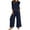 Navy, variant on Womens 2 Piece Loungers 2 Piece Sets for Women Going out Solid Color Round Neck Short Sleeve Tops And Pants Sets With Pockets