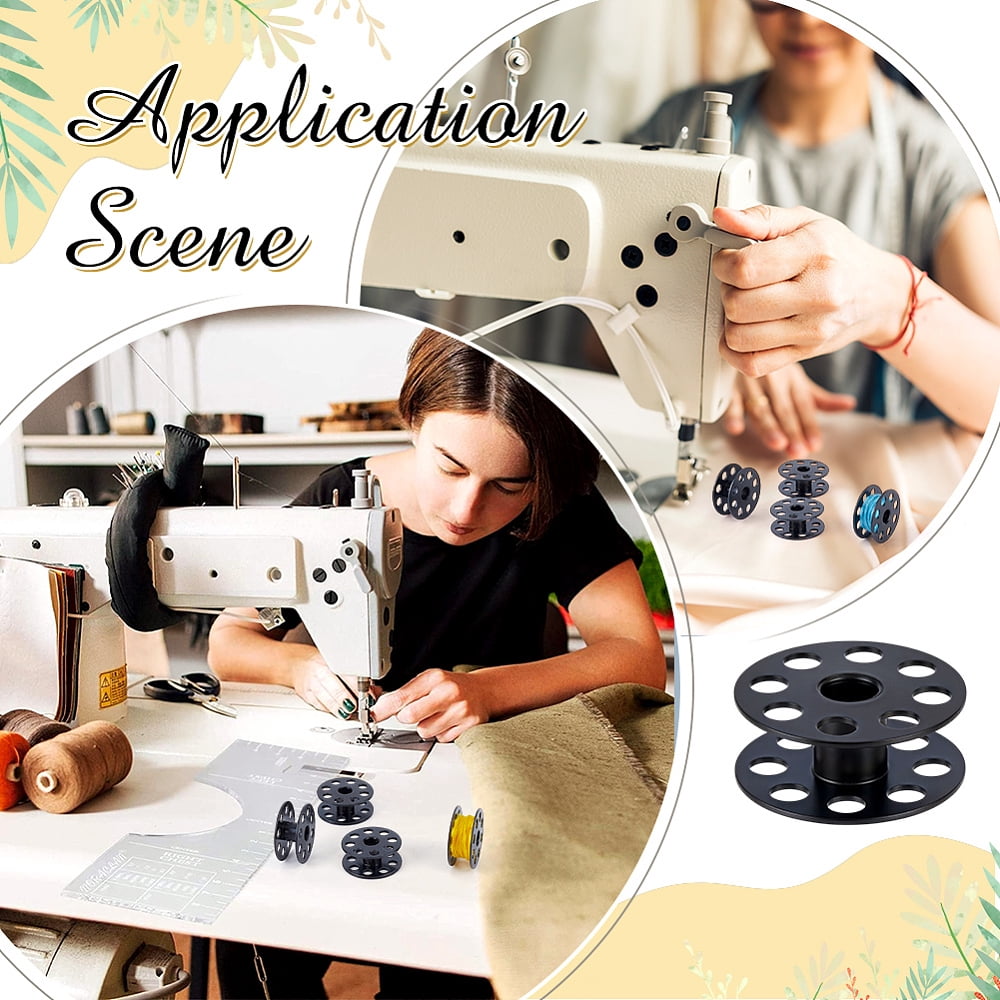 Iron Sewing Embroidery Thread Spool Empty Bobbins for Embroidery and Sewing Machines Black 2.55x1.1cm