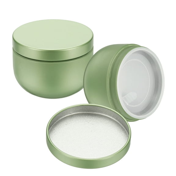 Uxcell 2Pcs Round Tin Can, 1.73inch Metal Empty Storage Container Organizer Candle Jar with Lid for Treats Gifts Favors Loose Tea Coffee Crafts Cookies, Fruit Green