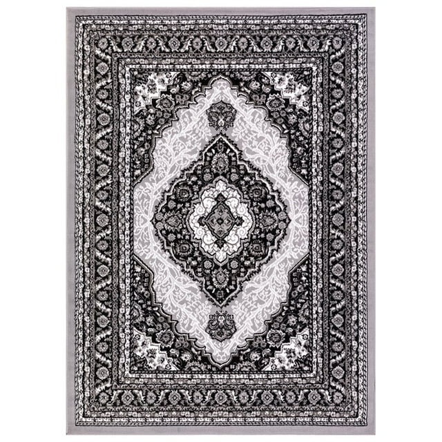 Princess 5x7 Oriental Medallion Area Rug 812A in Black Light Grey