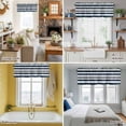 thumbnail image 6 of Rod Pocket Window Valances Horizontal Stripe Navy Blue White Gray Short Kitchen Curtains Minimalist Striation Art Window Treatment Drapes for Bedroom Bathroom Living Room 60x18In,1 Panel, 6 of 9