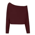 thumbnail image 4 of fatyb Off Shoulder Crop Tops for Women Long Sleeve Going out Tees Shirts Summer Casual Loose Blouses, 4 of 6
