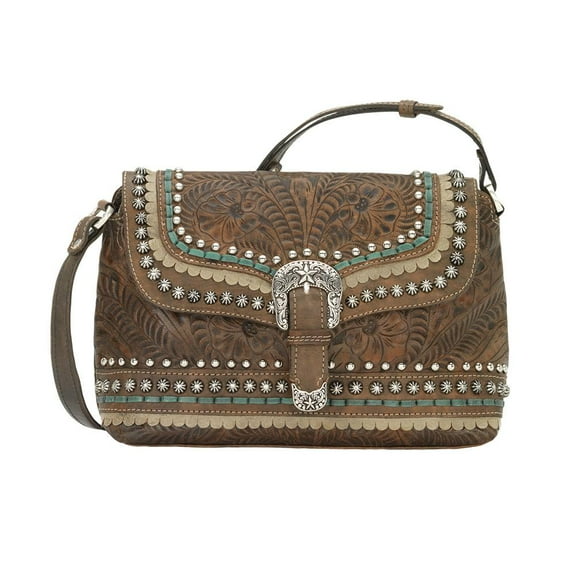 American West Blue Ridge Flap Crossbody Bag Handcrafted Leather Handbag