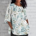 thumbnail image 2 of QIPOPIQ Chemises en Lin pour Femmes Manches 3/4 Hauts Grande Taille T-Shirts Amples à Col Rond T-Shirts Décontractés Tuniques à Manches Trois Quarts Liquidation, 2 of 5