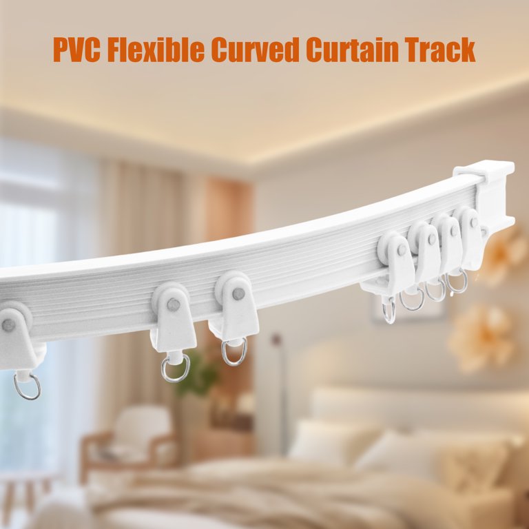 Bendable Flexible Ceiling Curtain Track – 16.4ft/5m, Ceiling Mount Rail System With Rollers & Hooks – For Room Dividers, RV, Showers – Holds 6 Lbs/meter