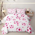 thumbnail image 2 of Homewish Pink White Soccer Star Pattern Quilt King, Cute Sport King Coverlet Set for Girls and Boys, 3-Piece, 1 Comforter and 2 Pillowcases, 2 of 7