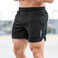 thumbnail image 2 of Men's Mesh Booty Workout Shorts 3 Inch Lightweight Quick Dry Athletic Sportswear Gym Workout Retro Running Short Shorts Dark Blue, 2 of 5
