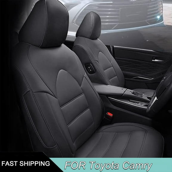 IKABEVEM Fit for Toyota Camry Seat Covers 2012-2017 Car Seat Covers Full Set Faux Leather Waterproof Seat Cover Compatible Airbag Auto Interior Accessories(Camry L LE XLE)