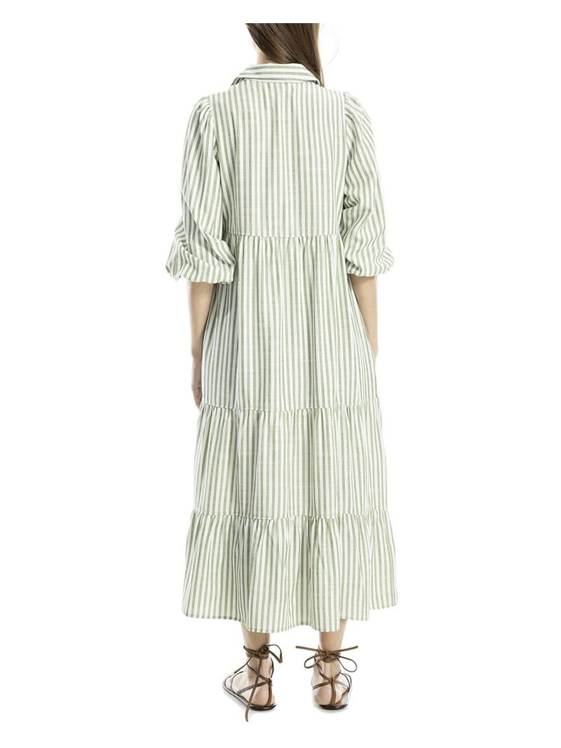 Max Studio womens 3/4 Sleeve Collar Button Front Tier Midi Dress, xs, White - Walmart.com Max Studio womens 3/4 Sleeve Collar Button Front Tier Midi Dress, xs, White - Walmart.com