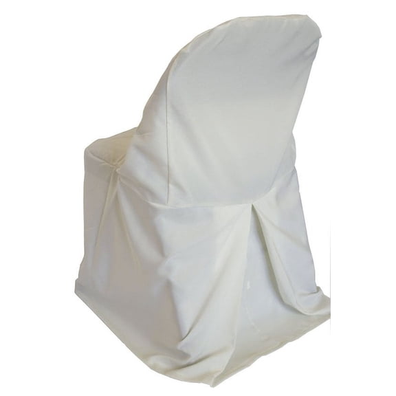Wedding Linens Inc. (2pcs) Polyester Folding Chair Covers for Wedding, Event, Home Décor use - Ivory