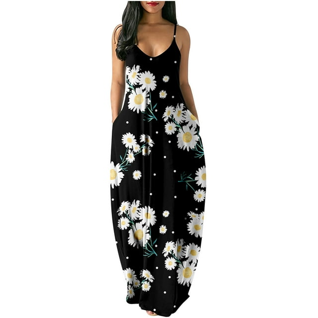 Leutsin Robe Décontractée à Fleurs pour Femme Aguichant à Rayures Sans Manches Longue Robe Grande Taille