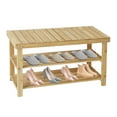 thumbnail image 3 of Fionafurn 27.5" Bamboo Shoe Bench 3-Tier Shoe Storage Rack Organizer for Entryway Hallway Closet Living Room Bathroom, Bamboo, 3 of 10