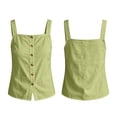 thumbnail image 7 of SwiftWear Women's Square Neck Wide Strap Tank Top Comfy Cotton Linen Blend Summer Casual Sleeveless Top with Button Front Detail, 7 of 7