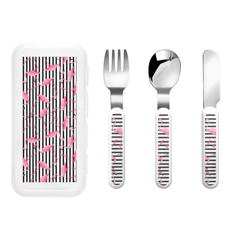 Haiem Flamingos for Stainless Steel Kids Silverware Set - Children&rsquo;s Utensil Set - Children s Knife Fork And Spoon Set - Metal Kids Cutlery Set