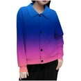 thumbnail image 2 of Mceream Women's Ribbed Knit Shacket Button Down Gradient Jackets Long Sleeve Sweater Shirts Fall Winter Trendy Cardigans Plus Size Winter Warm Outwear Chaqueta De Invierno Para Mujer Dark Blue L, 2 of 5