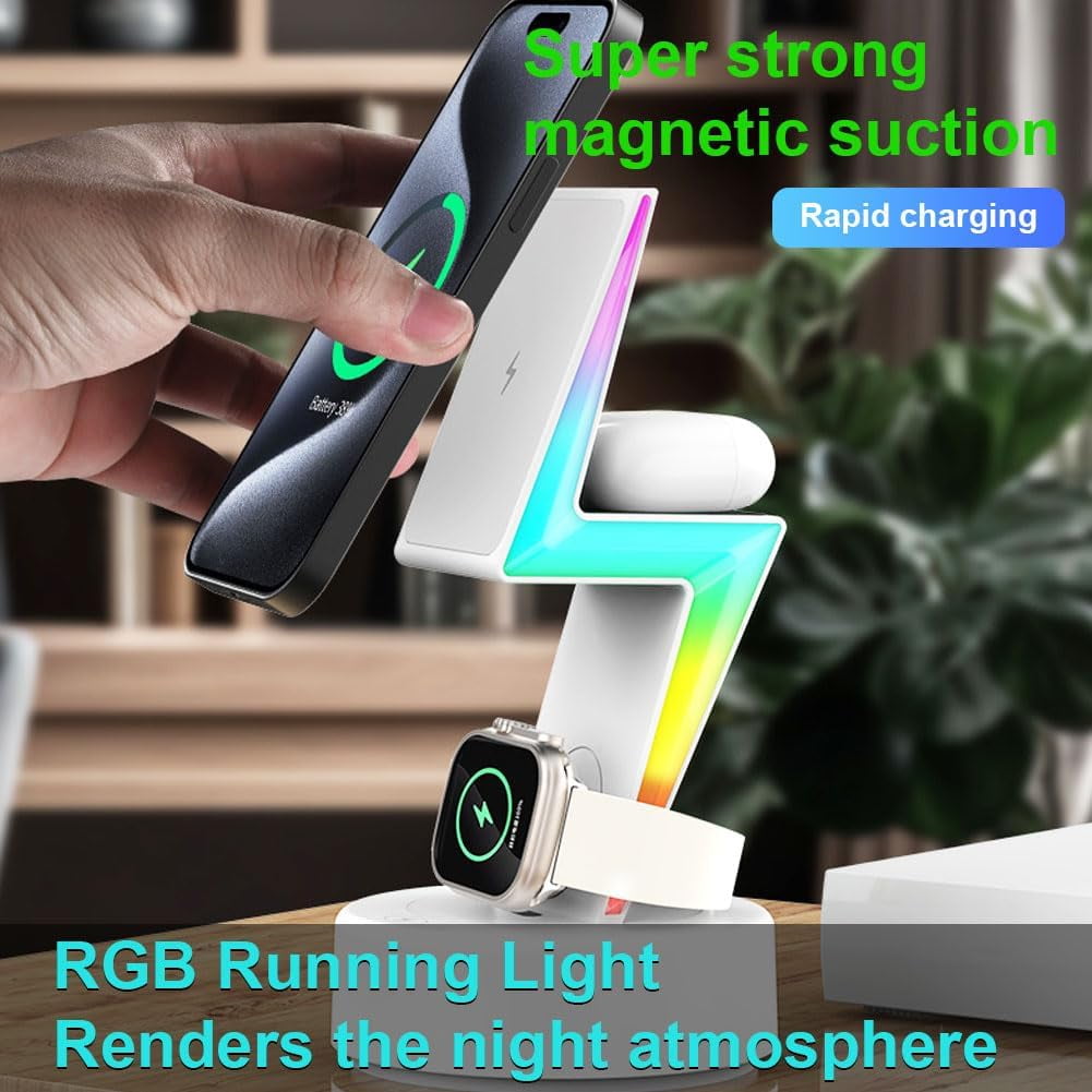 15W wireless magnetic fast charging dock for iPhone 15 14 13 12 11 X Pro Max Apple Watch Series 9 8 Ultra 7 6 SE 5 4 3 QI AirPods3/2/1/Pro