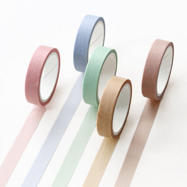 5 rollos de cinta de color sólido se pueden rasgar Diario cuenta de mano función práctica decoración DIY y cinta de papel