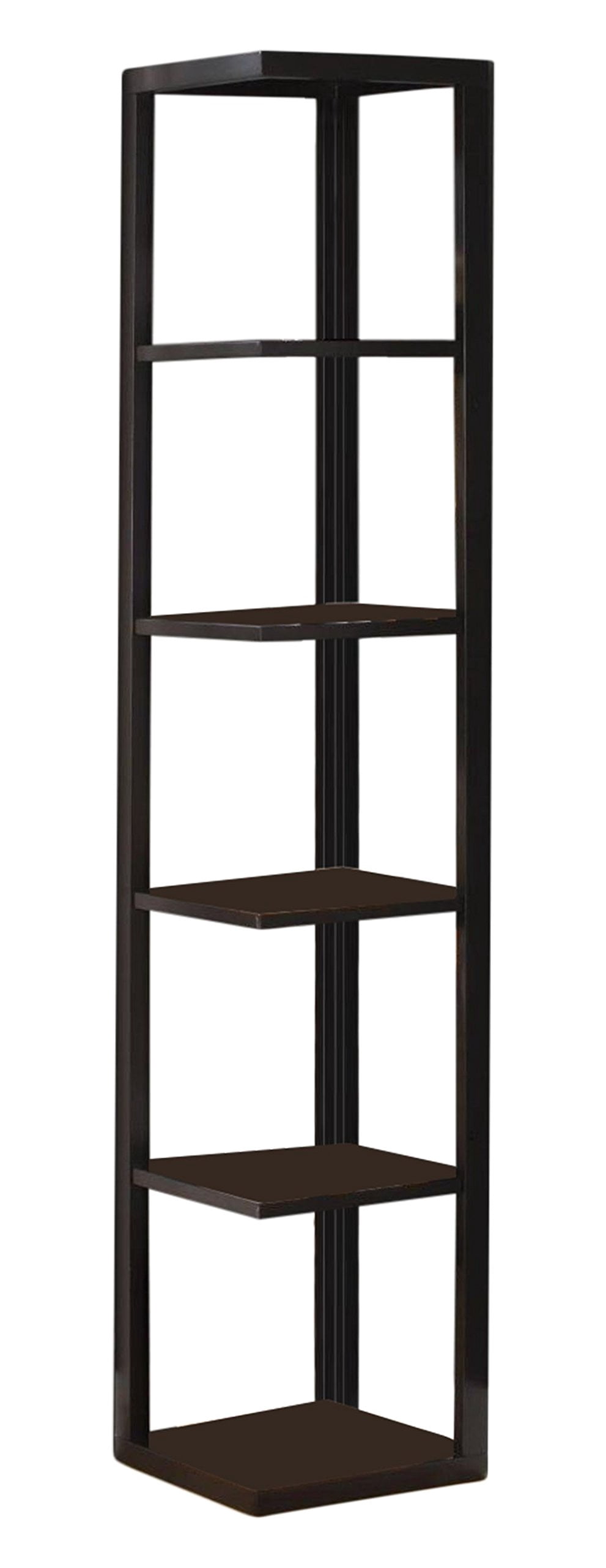 Kings Brand Furniture Wood Wall Corner Bookshelf with 5 Tiers for Living Room Bedroom, Espresso