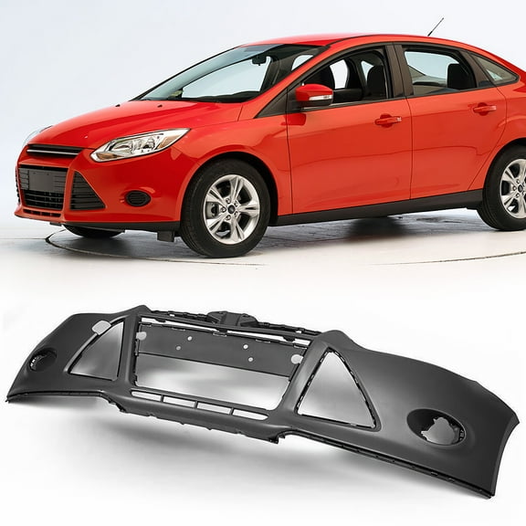 SEBLAFF Front Bumper Cover Primed For 2012 2013 2014 Ford Focus Sedan w/ Tow Hook Hole