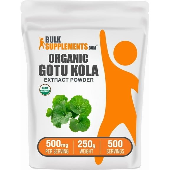 BulkSupplements Organic Gotu Kola Extract Powder - 500mg per Serving - 250 Grams (8.8 oz)