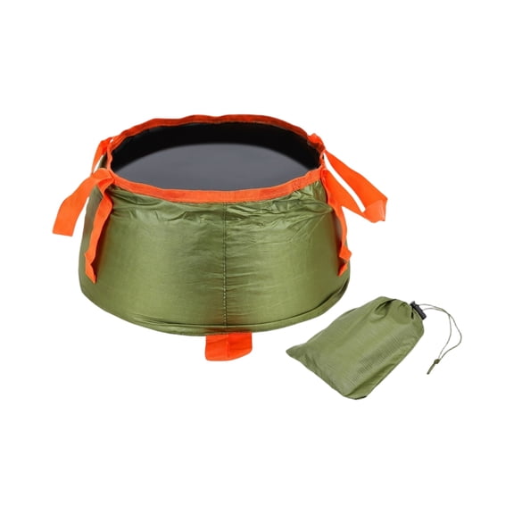 Outdoor Folding Portable Water Basin, Travel Camping Wash Bucket, Hotel Face Foot Hand Wash Basin, Compact Water Container with Storage Bag, Green