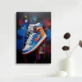thumbnail image 3 of HFDF Trendy Cool Banksy Graffiti Pop Sneaker Shoe Canvas Wall Art Gym Sports Decor Poster For Livg Room Bedroom Home Office Artwork Gift Ready To Hang(es) 12x16inch Framed, 3 of 6