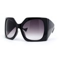 thumbnail image 2 of Womens XL Oversized Rectangular Thick Arm Wrap Around Plastic Sunglasses Black - Smoke, 2 of 4