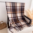 thumbnail image 4 of Yuanlong Womens Scarves Vintage Plaid Fringe Fall Winter Thick Warm Wrap Shawl Cozy Minimal Versatile Casual Neckwear, 4 of 6