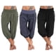 thumbnail image 4 of Mujer Pantalones de yoga Bolsillos laterales Bloomers bombachos Pantalones capri Prendas de abajo Secado rápido Dispersor de humedad Ligero Hippie Boho Azul claro Polvo de mandarina Whit, 4 of 5