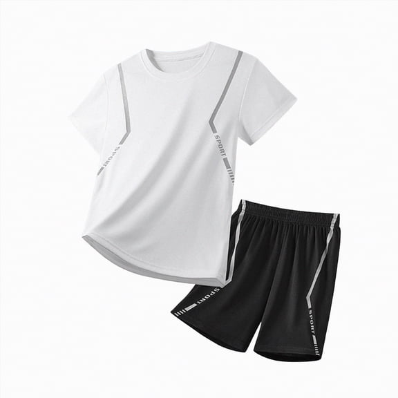HCNTES Kid Boys Summer Outfits 2-Piece Athletic Set Tee & Elastic Waist Shorts 3T 4T 5T 6T 7T 8T 9T 10T 11T 12T Young Boys Summer Back to School Clothing Set(H03-White,9-10 Years)