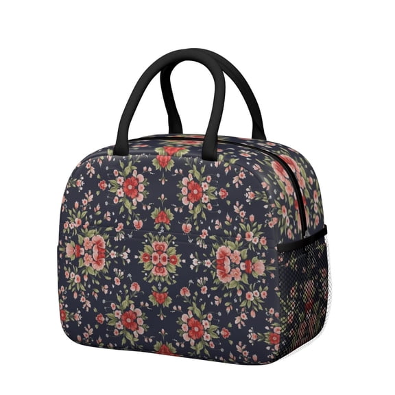 Womens Pioneer Flower Floral Print Pattern Lunch Box for Work,Insulated Lunch Bag for Women,Loncheras Para Mujer,Leakproof Adult Lunch Bag for Work,Beach,Travel,Picnic,Camping