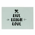 thumbnail image 1 of Live Laugh Love Cutting Board, Doodle Hearts Hand Drawn Style Modern Lettering Arrows Happiness, Decorative Tempered Glass Cutting and Serving Board, Small Size, Black and White, by Ambesonne, 1 of 1