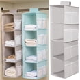 thumbnail image 3 of Foldable Hanging Closet Organizer Clothes Shelves Big Capacity Gray, 3 of 8